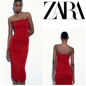Zara Strapless Dress in Bold Red